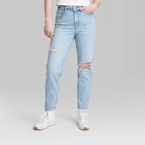 Wild Fable Women's Super-High Rise Distressed Tapered Jeans |Light Wash |NEW/NWT
